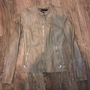 Faux Leather Tan Express Jacket - Size M